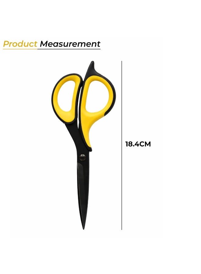 Deli Multi-Purpose Stainless Steel Scissors, 184mm Ergonomic Non-Slip Handle, Rust-Resistant Sharp Blades for Paper, Fabric, Leather & Craft Use - 6027 - Image 2